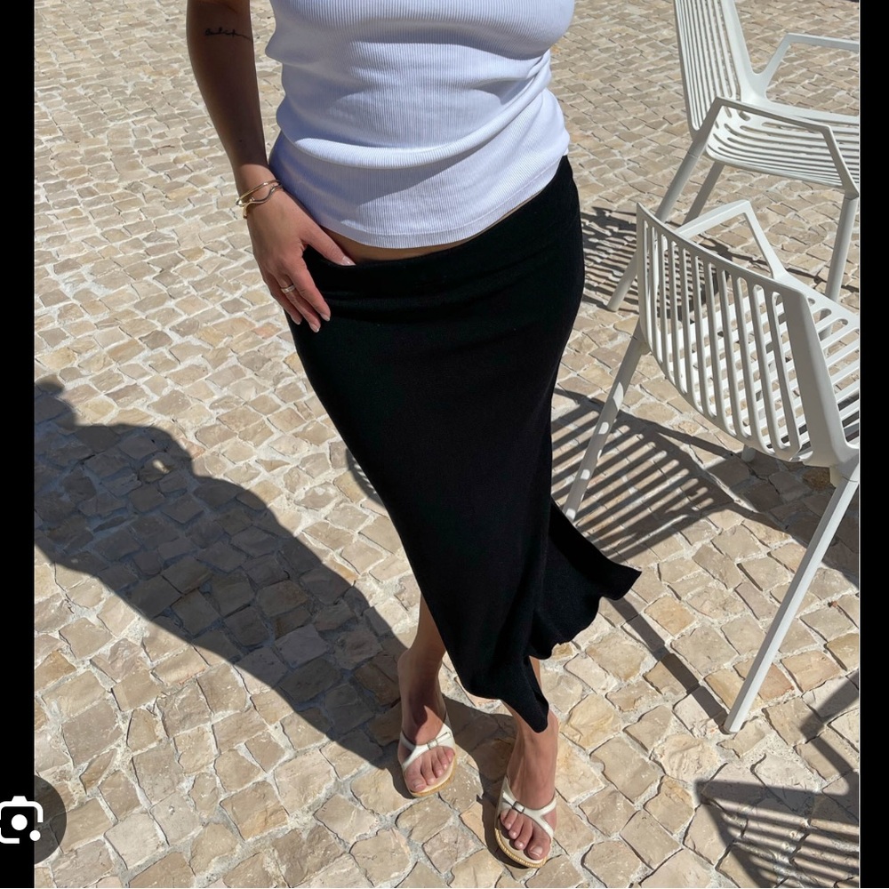 Djerf Avenue Black Midi Knit Skirt